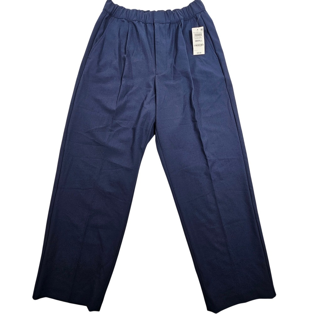 Mode Of‎ One Men Navy Blue Elastic Waist Pleated Wide Leg Pants Size Small